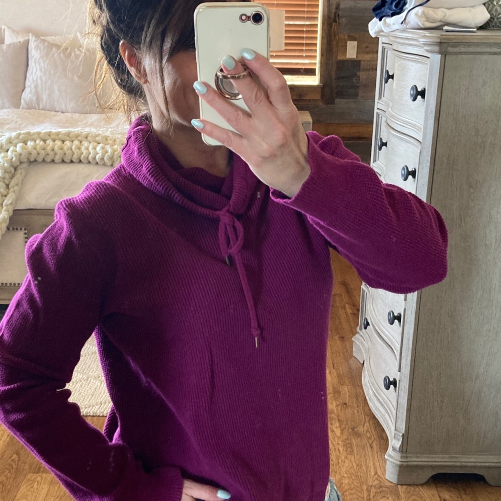Lauren Ralph Lauren Waffle Knit Thermal Cowl Mock Neck Pullover Sweater - Picture 5 of 13